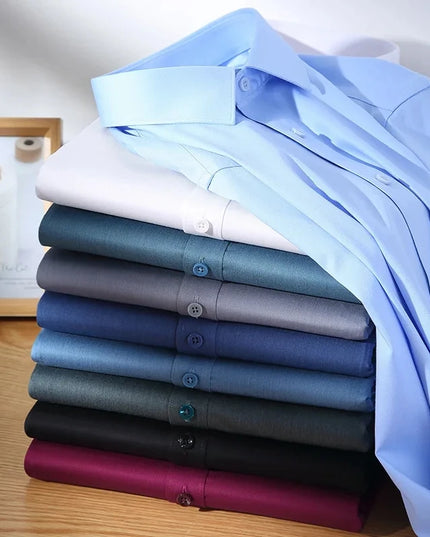 Bamboo Fiber Anti-Wrinkle Long Sleeve Men's Dress Shirt - Slim Fit