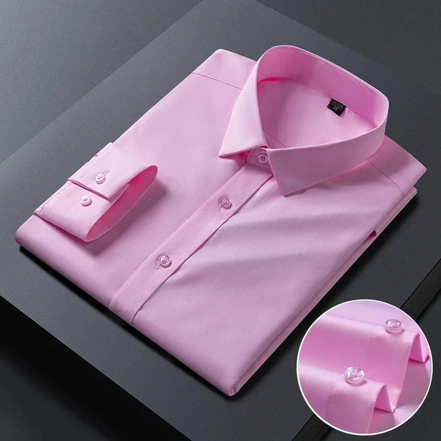 Bamboo Fiber Anti-Wrinkle Long Sleeve Men's Dress Shirt - Slim Fit