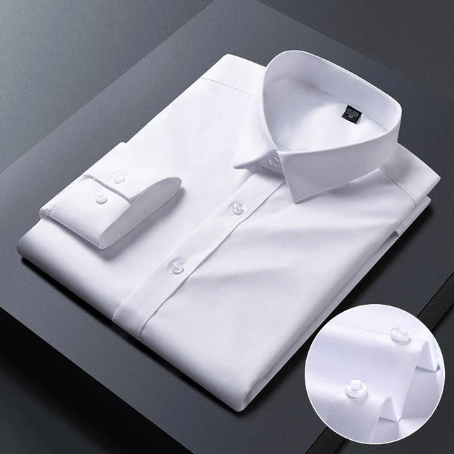 Bamboo Fiber Anti-Wrinkle Long Sleeve Men's Dress Shirt - Slim Fit