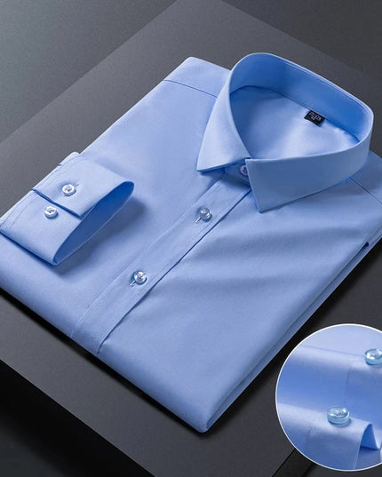 Bamboo Fiber Anti-Wrinkle Long Sleeve Men's Dress Shirt - Slim Fit