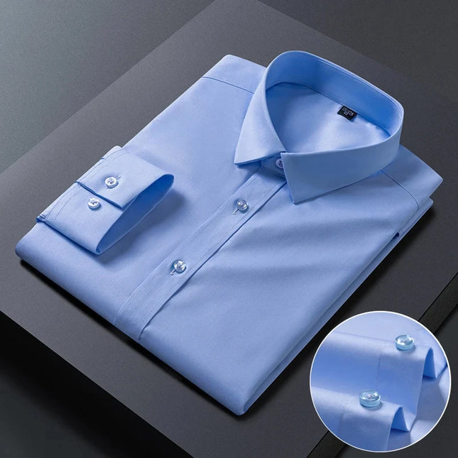 Bamboo Fiber Anti-Wrinkle Long Sleeve Men's Dress Shirt - Slim Fit