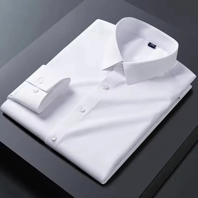 Bamboo Fiber Anti-Wrinkle Long Sleeve Men's Dress Shirt - Slim Fit