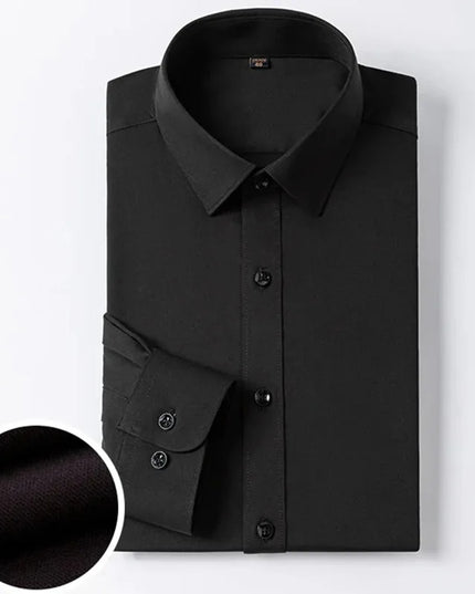 Bamboo Fiber Long Sleeve Dress Shirts for Men - Elastic and Wrinkle Resistant