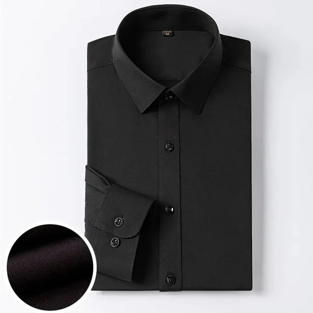 Bamboo Fiber Long Sleeve Dress Shirts for Men - Elastic and Wrinkle Resistant