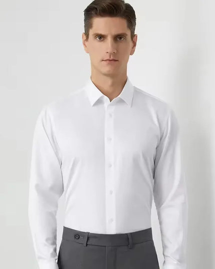 Bamboo Fiber Long Sleeve Dress Shirts for Men - Elastic and Wrinkle Resistant