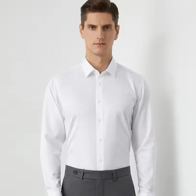 Bamboo Fiber Long Sleeve Dress Shirts for Men - Elastic and Wrinkle Resistant