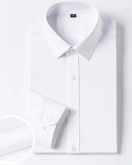 Bamboo Fiber Long Sleeve Dress Shirts for Men - Elastic and Wrinkle Resistant