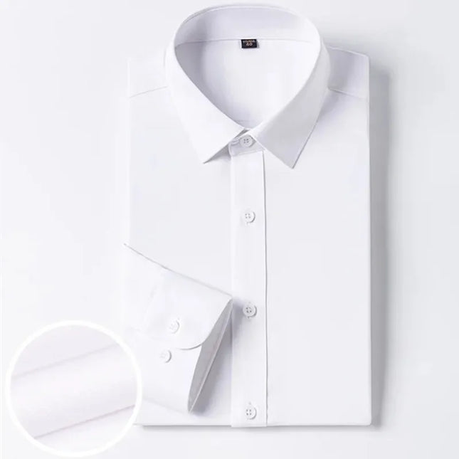 Bamboo Fiber Long Sleeve Dress Shirts for Men - Elastic and Wrinkle Resistant