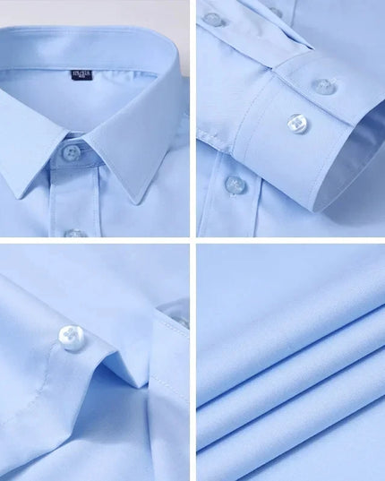 Bamboo Fiber Long Sleeve Dress Shirts for Men - Elastic and Wrinkle Resistant