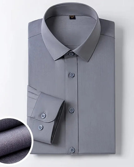 Bamboo Fiber Long Sleeve Dress Shirts for Men - Elastic and Wrinkle Resistant