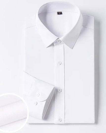 Bamboo Fiber Long Sleeve Dress Shirts for Men - Elastic and Wrinkle Resistant