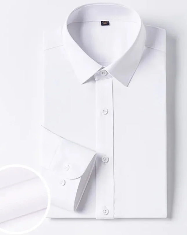 Bamboo Fiber Long Sleeve Dress Shirts for Men - Elastic and Wrinkle Resistant