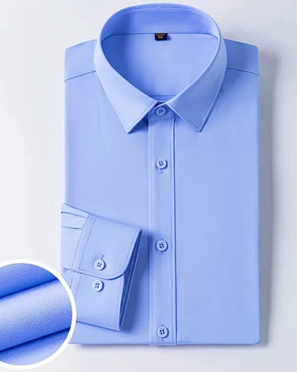 Bamboo Fiber Long Sleeve Dress Shirts for Men - Elastic and Wrinkle Resistant