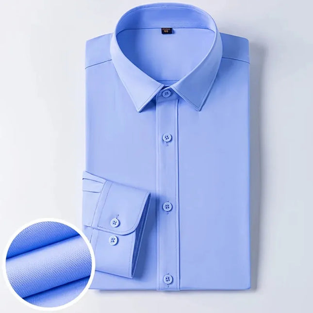 Bamboo Fiber Long Sleeve Dress Shirts for Men - Elastic and Wrinkle Resistant