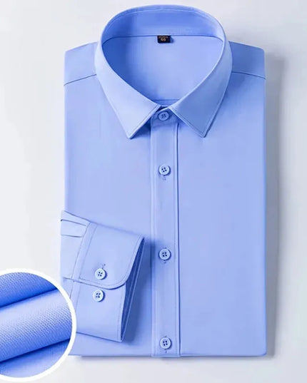 Bamboo Fiber Long Sleeve Dress Shirts for Men - Elastic and Wrinkle Resistant