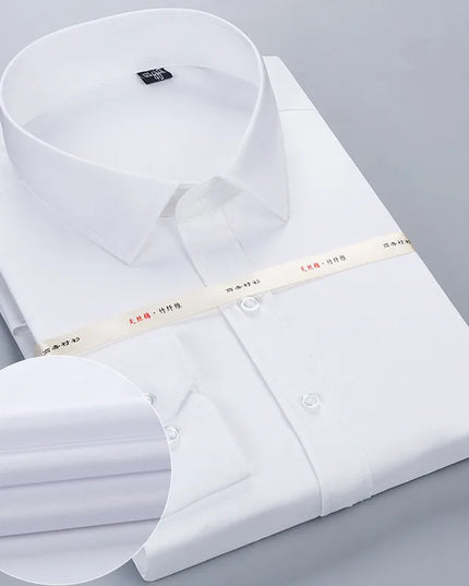 Bamboo Fiber Long Sleeve White Shirt - Men’s Regular Fit, Plus Sizes