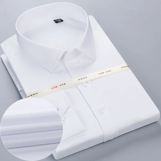 Bamboo Fiber Long Sleeve White Shirt - Men’s Regular Fit, Plus Sizes