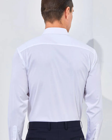Bamboo Fiber Long Sleeve White Shirt - Men’s Regular Fit, Plus Sizes