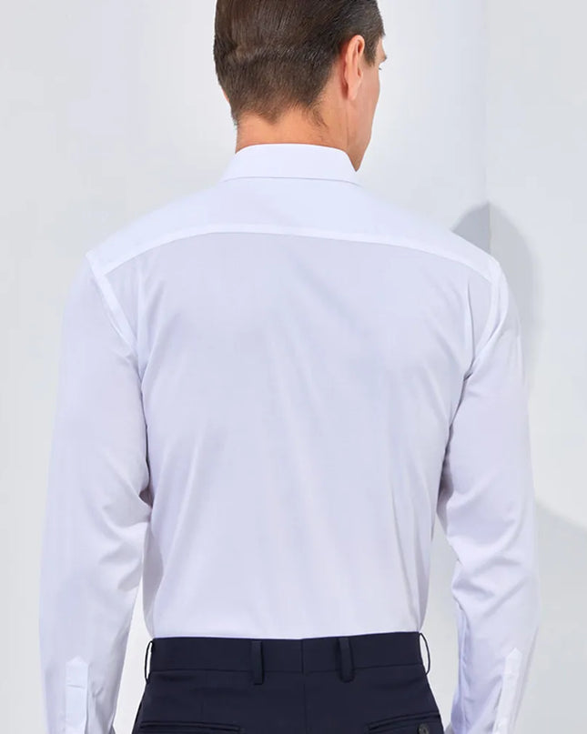 Bamboo Fiber Long Sleeve White Shirt - Men’s Regular Fit, Plus Sizes