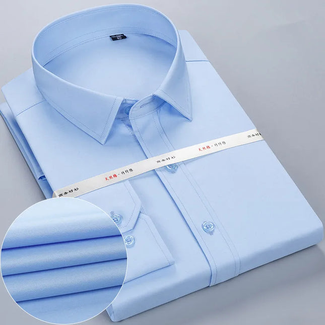 Bamboo Fiber Long Sleeve White Shirt - Men’s Regular Fit, Plus Sizes