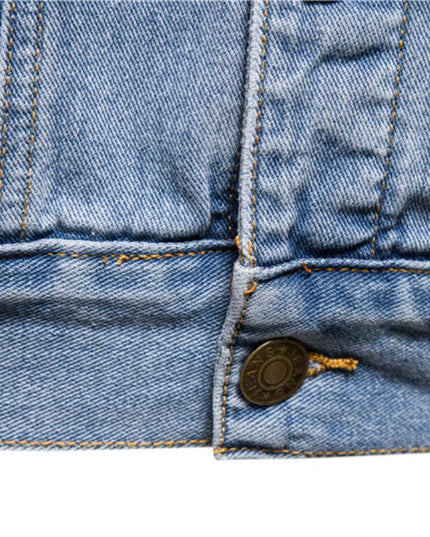 Casual Men's Cotton Denim Jacket - Solid Color, Slim Fit Style