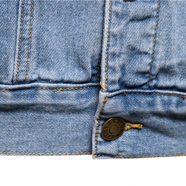 Casual Men's Cotton Denim Jacket - Solid Color, Slim Fit Style