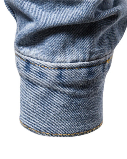 Casual Men's Cotton Denim Jacket - Solid Color, Slim Fit Style