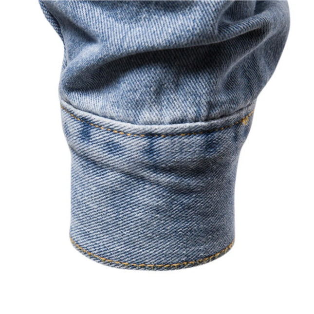 Casual Men's Cotton Denim Jacket - Solid Color, Slim Fit Style