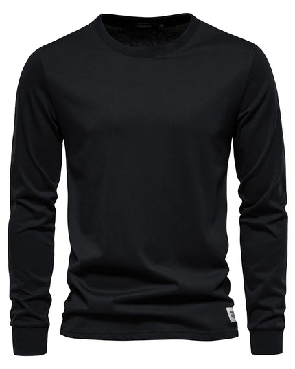 Casual Men's O-Neck Cotton T-Shirt - Spring/Fall Essential