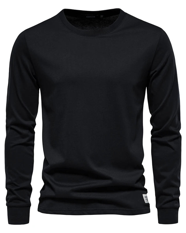 Casual Men's O-Neck Cotton T-Shirt - Spring/Fall Essential