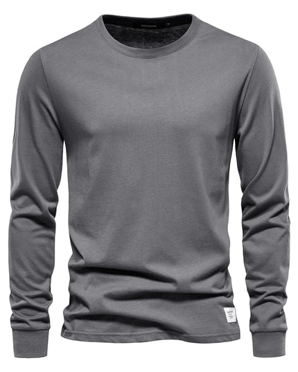 Casual Men's O-Neck Cotton T-Shirt - Spring/Fall Essential