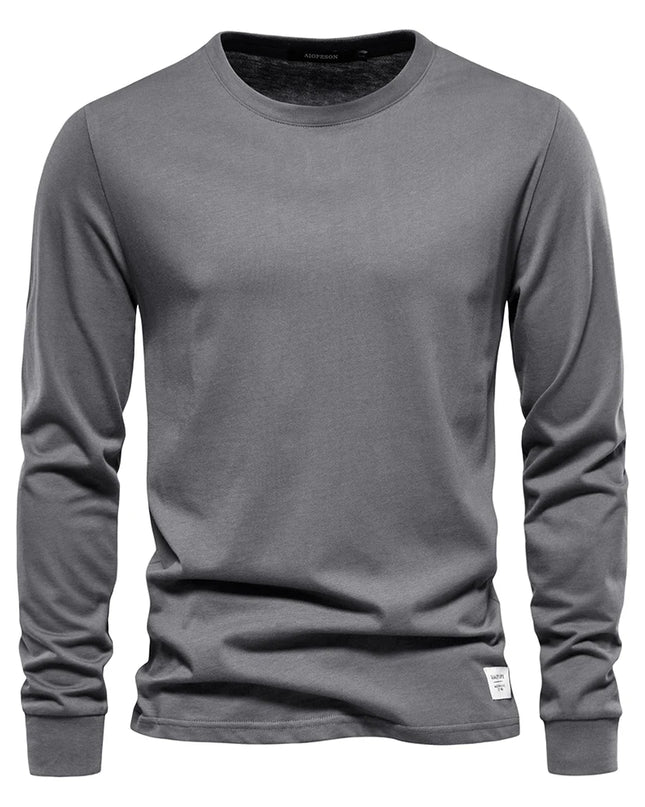 Casual Men's O-Neck Cotton T-Shirt - Spring/Fall Essential