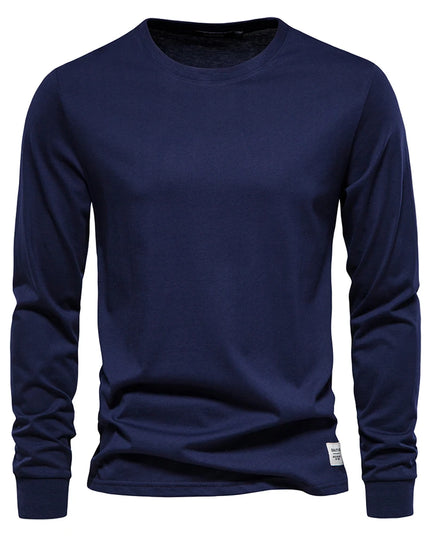 Casual Men's O-Neck Cotton T-Shirt - Spring/Fall Essential