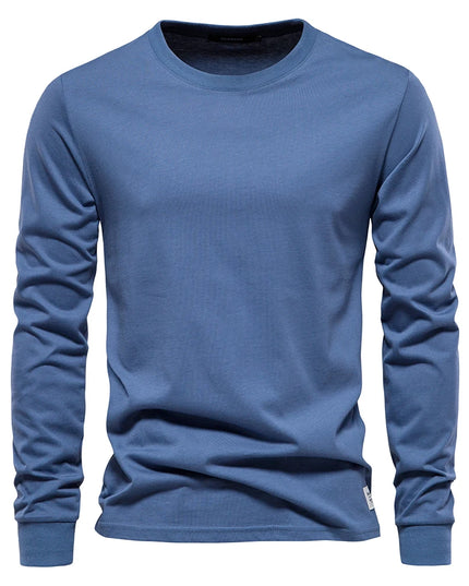 Casual Men's O-Neck Cotton T-Shirt - Spring/Fall Essential