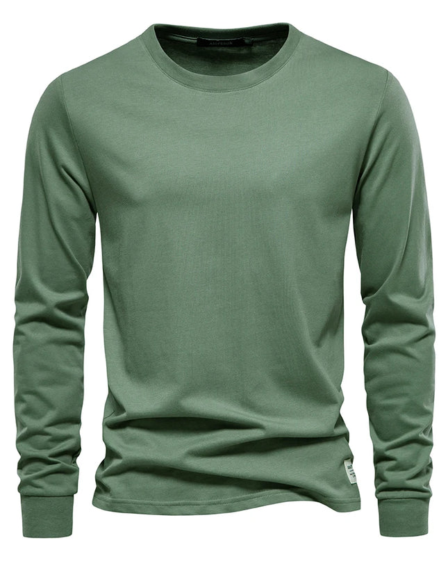Casual Men's O-Neck Cotton T-Shirt - Spring/Fall Essential