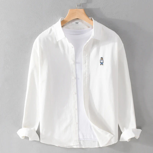 Casual Slim Fit Cotton Shirt - Breathable Long Sleeve for Outdoor Style