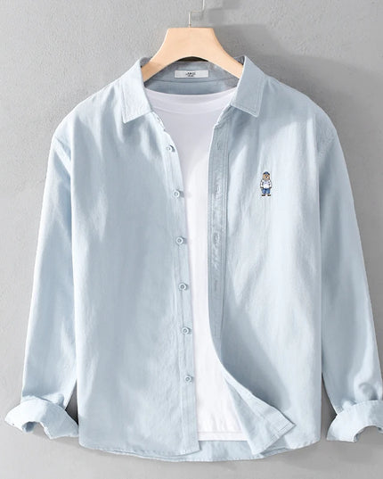 Casual Slim Fit Cotton Shirt - Breathable Long Sleeve for Outdoor Style