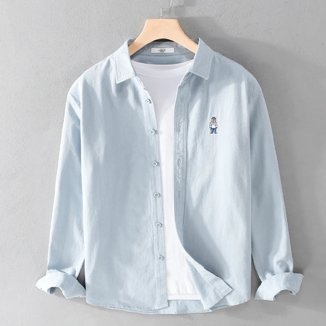Casual Slim Fit Cotton Shirt - Breathable Long Sleeve for Outdoor Style