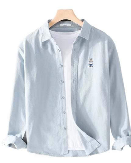 Casual Slim Fit Cotton Shirt - Breathable Long Sleeve for Outdoor Style