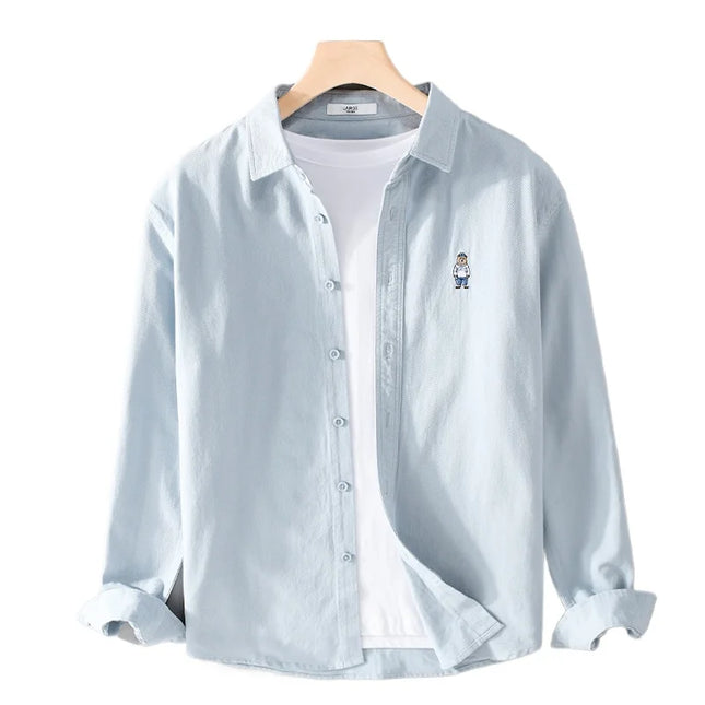 Casual Slim Fit Cotton Shirt - Breathable Long Sleeve for Outdoor Style