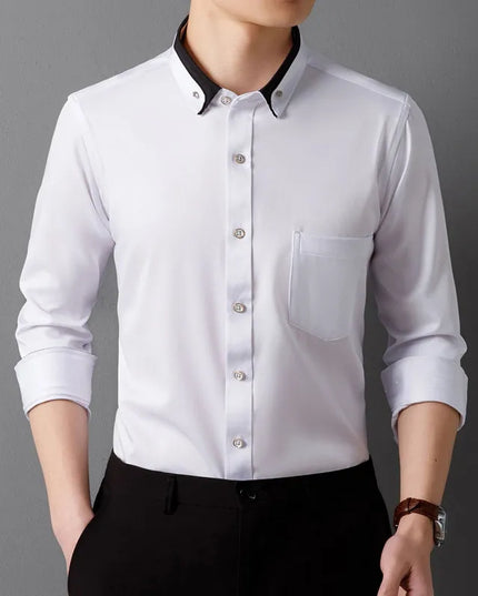 Classic Fit Long Sleeve Dress Shirts - Solid Colors for Men