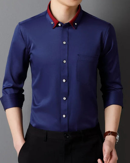 Classic Fit Long Sleeve Dress Shirts - Solid Colors for Men