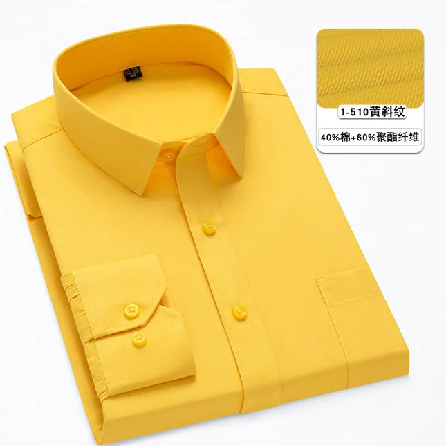 Classic Men's Long Sleeve Dress Shirt - Black and White Patchwork