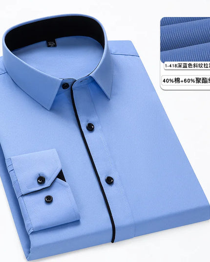 Classic Men's Long Sleeve Dress Shirt - Black and White Patchwork
