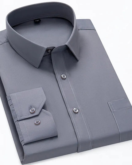 Classic Men's Long Sleeve Dress Shirt - Black and White Patchwork