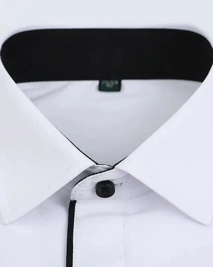 Classic Men's Long Sleeve Dress Shirt - Black and White Patchwork