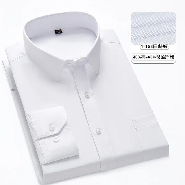 Classic Men's Long Sleeve Dress Shirt - Black and White Patchwork