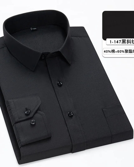 Classic Men's Long Sleeve Dress Shirt - Black and White Patchwork