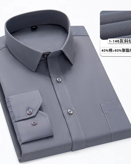 Classic Men's Long Sleeve Dress Shirt - Black and White Patchwork