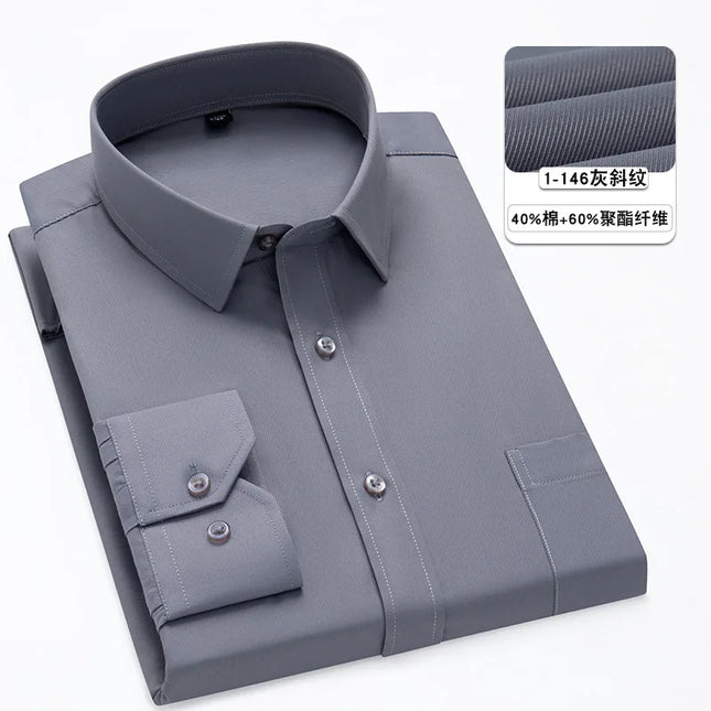 Classic Men's Long Sleeve Dress Shirt - Black and White Patchwork